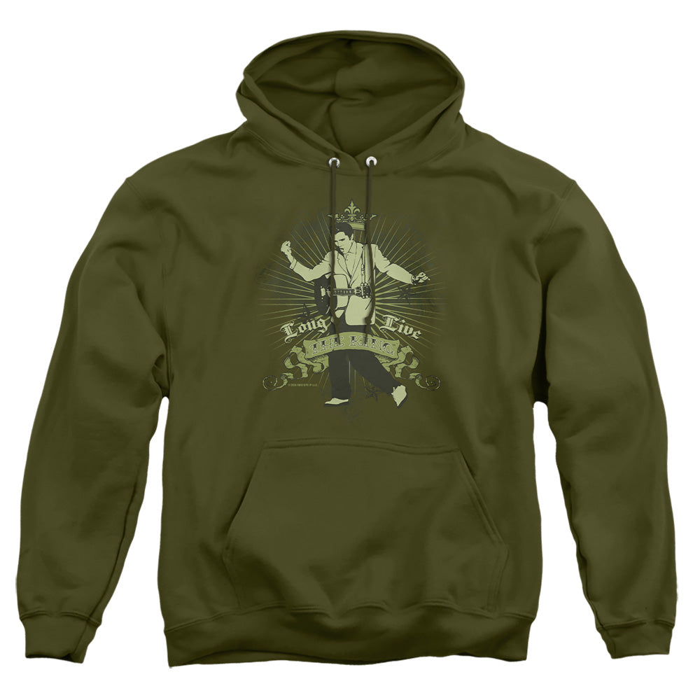 Elvis Presley Long Live The King Mens Hoodie Military Green Officially Licensed