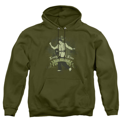 Elvis Presley Long Live The King Mens Hoodie Military Green Officially Licensed