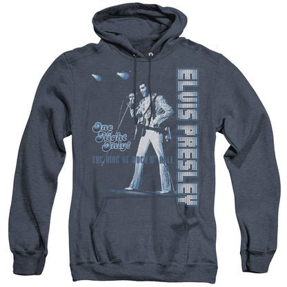 Elvis Presley One Night Only Heather Mens Hoodie Navy Officially Licensed