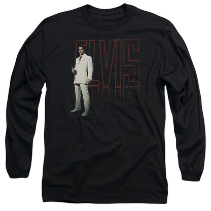 Elvis Presley White Suit Mens Long Sleeve Shirt Black Officially Licensed Officially Licensed