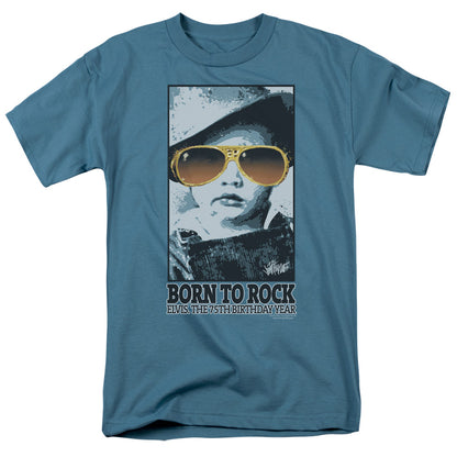 Elvis Presley Born To Rock Mens T Shirt Slate