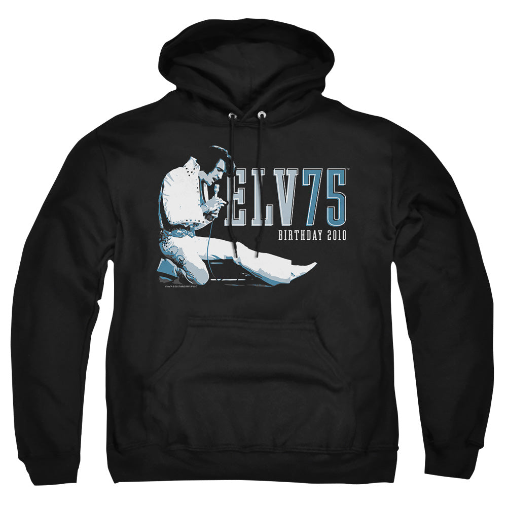 Elvis Presley Elv 75 Logo Mens Hoodie Black Officially Licensed