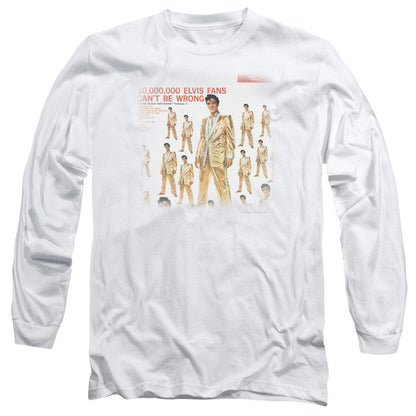 Elvis Presley 50 Million Fans Mens Long Sleeve Shirt White Officially Licensed Officially Licensed