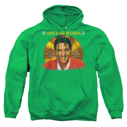 Elvis Presley Gold Records Mens Hoodie Kelly Green Officially Licensed