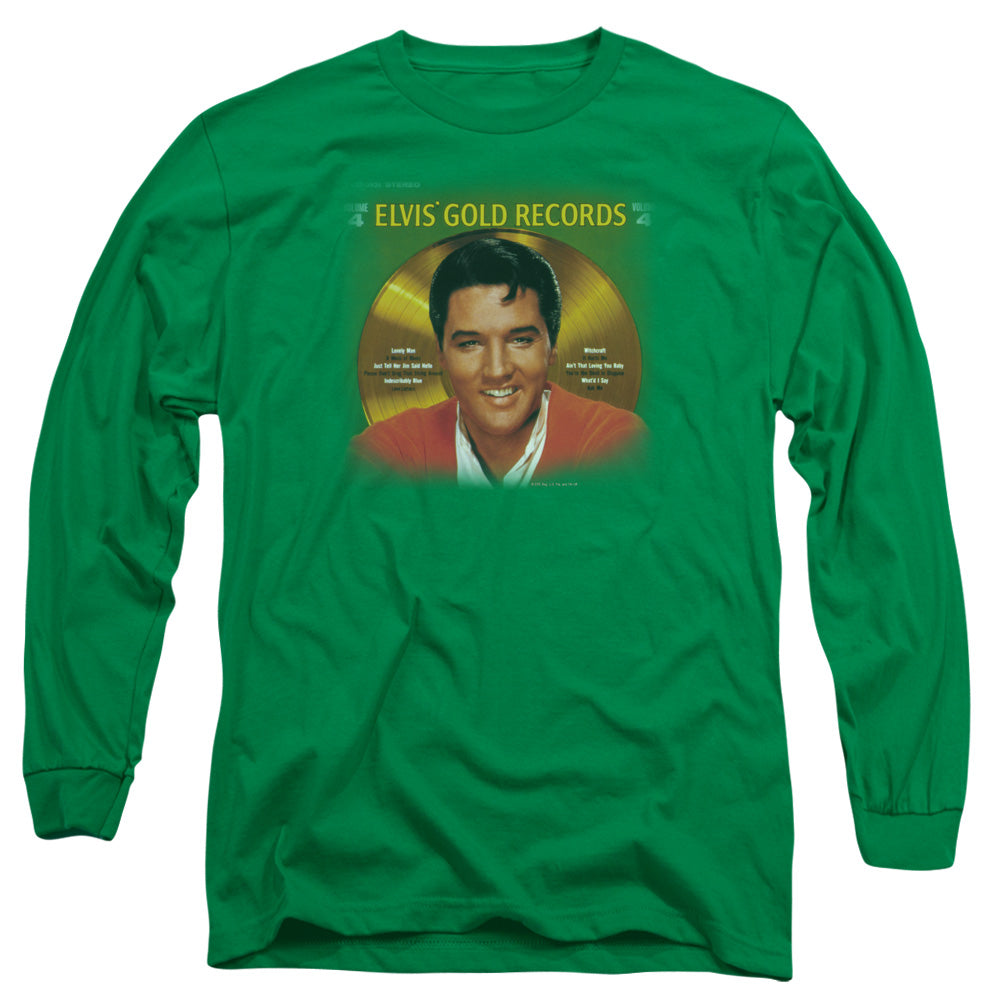 Elvis Presley Gold Records Mens Long Sleeve Shirt Kelly Green