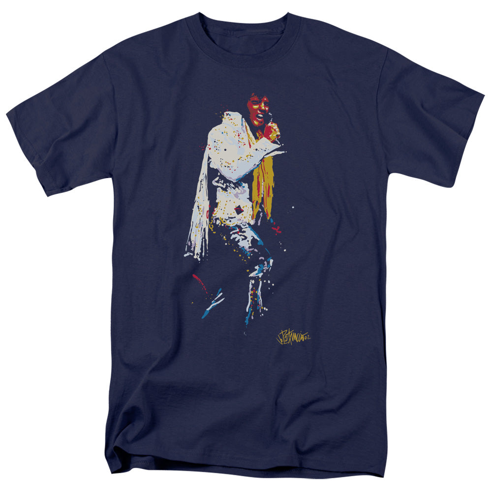 Elvis Presley Yellow Scarf Mens T Shirt Navy