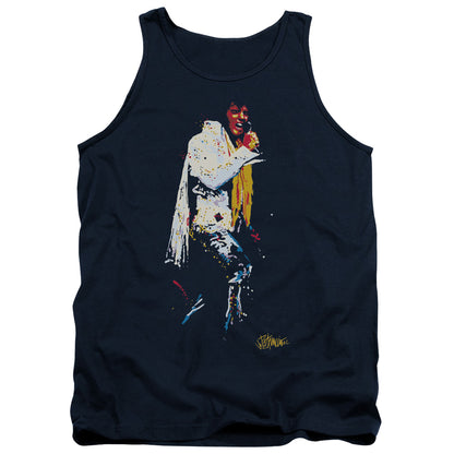 Elvis Presley Yellow Scarf Mens Tank Top Shirt Navy