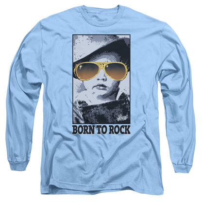 Elvis Presley Born To Rock Mens Long Sleeve Shirt Carolina Blue Officially Licensed Officially Licensed