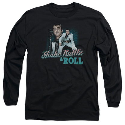 Elvis Presley Shake Rattle & Roll Mens Long Sleeve Shirt Black