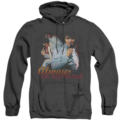 Elvis Presley Always On My Mind Heather Mens Hoodie Black Officially Licensed