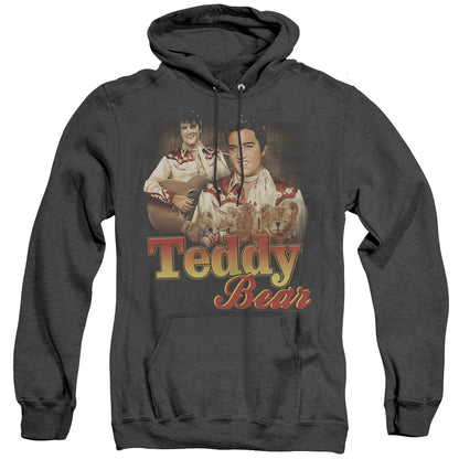 Elvis Presley Teddy Bear Heather Mens Hoodie Black Officially Licensed