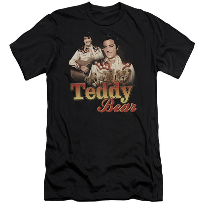 Elvis Presley Teddy Bear Premium Bella Canvas Slim Fit Mens T Shirt Black