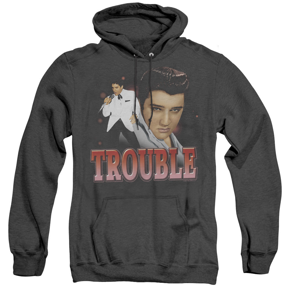 Elvis Presley Trouble Heather Mens Hoodie Black Officially Licensed