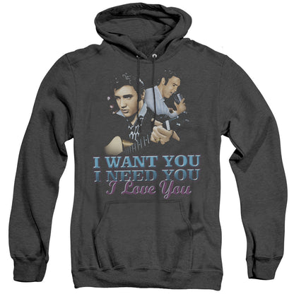 Elvis Presley I Want You Heather Mens Hoodie Black Officially Licensed