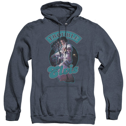 Elvis Presley Total Trouble Heather Mens Hoodie Navy Officially Licensed