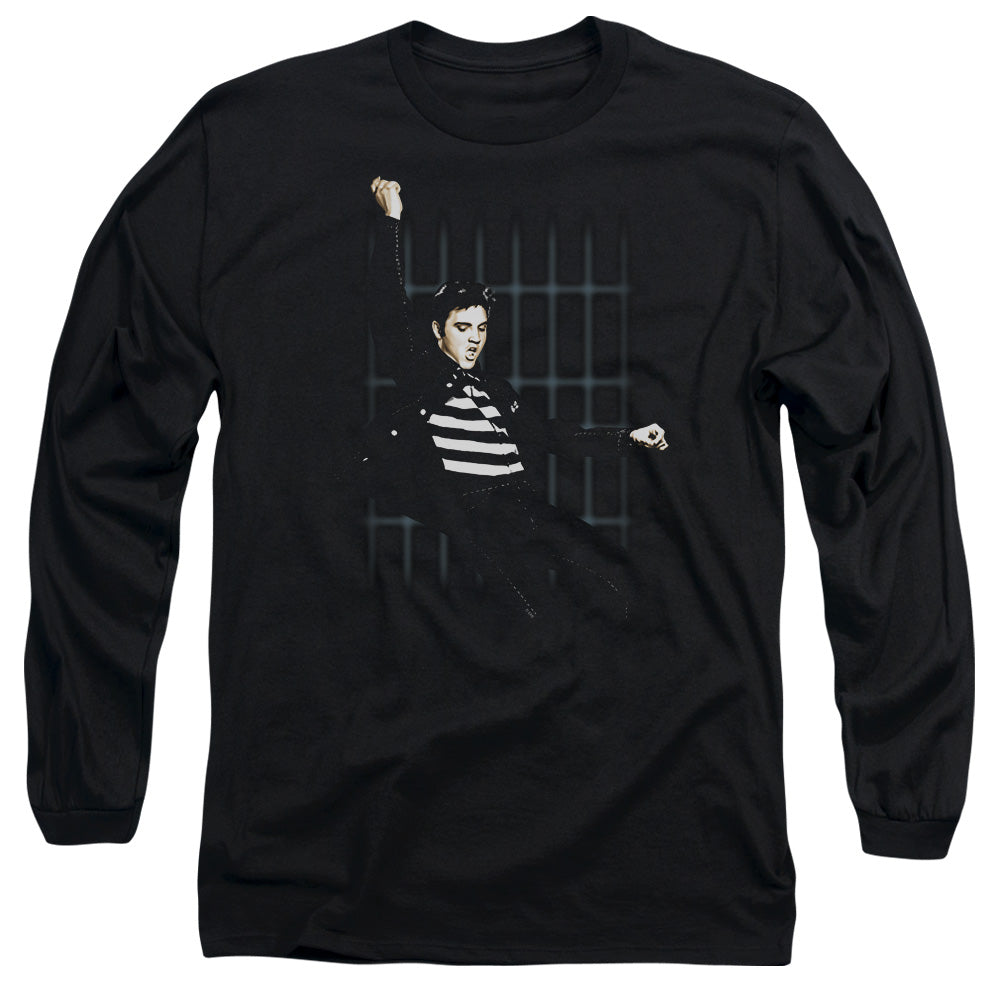 Elvis Presley Blue Bars Mens Long Sleeve Shirt Black