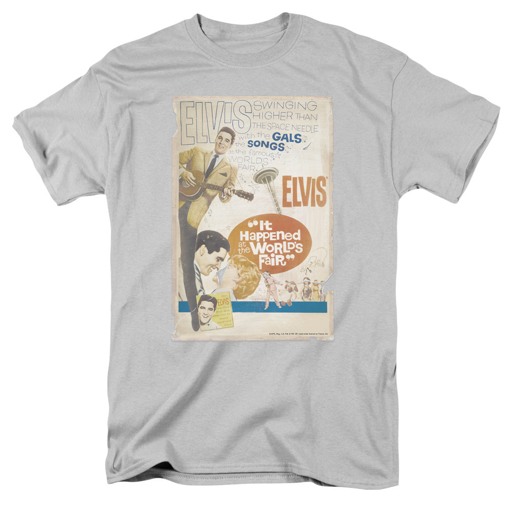 Elvis Presley World Fair Poster Mens T Shirt Silver