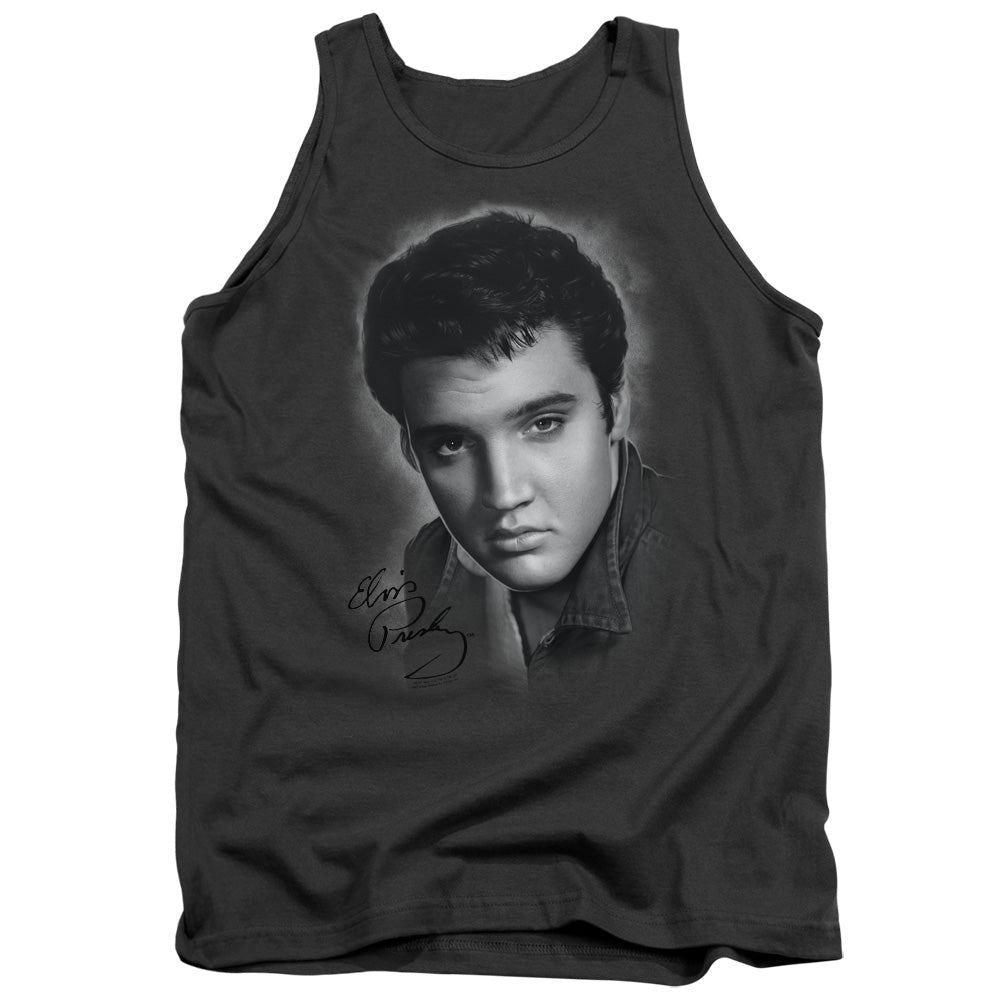 Elvis Presley Grey Portrait Mens Tank Top Shirt Charcoal