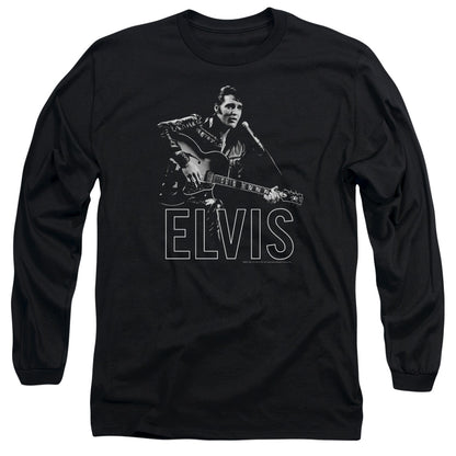 Elvis Presley Guitar In Hand Mens Long Sleeve Shirt Black Officially Licensed Officially Licensed