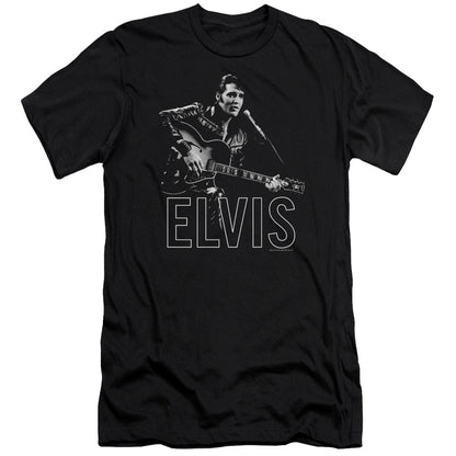 Elvis Presley Guitar In Hand Premium Bella Canvas Slim Fit Mens T Shirt Black