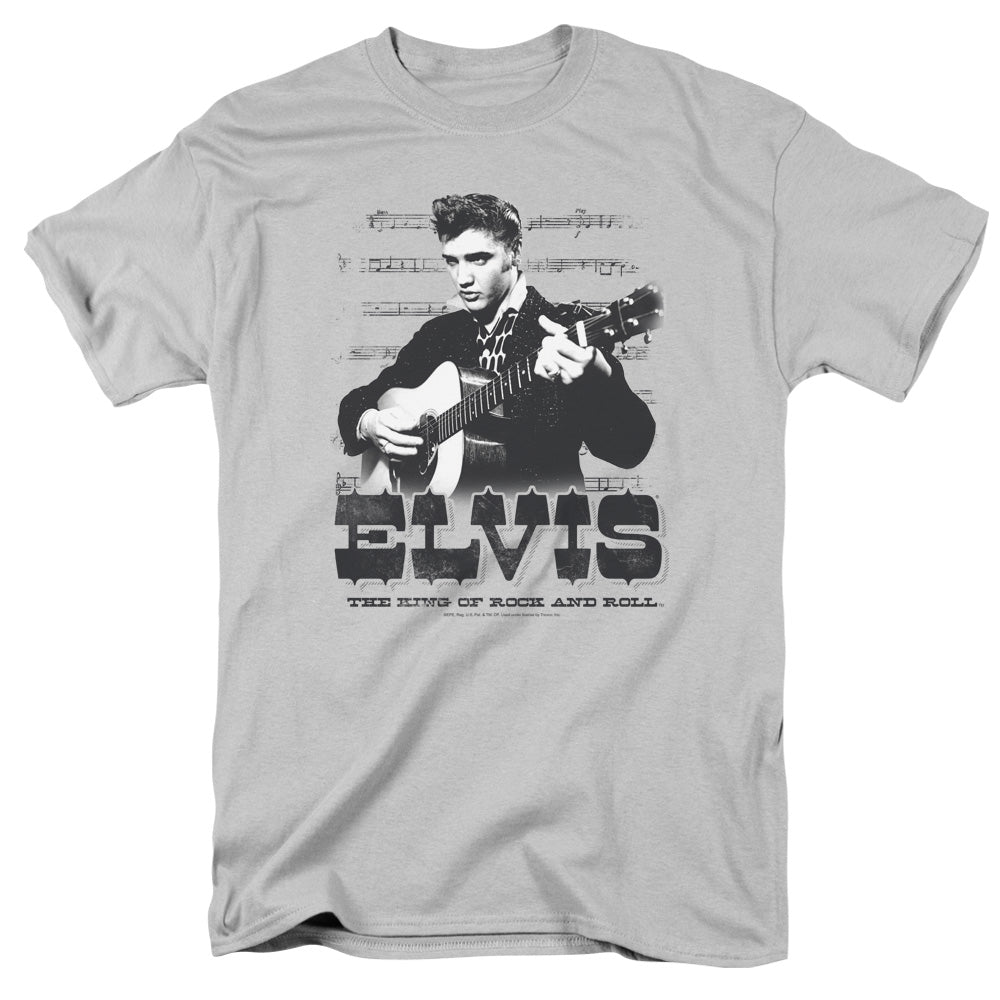 Elvis Presley The King Of Mens T Shirt Silver