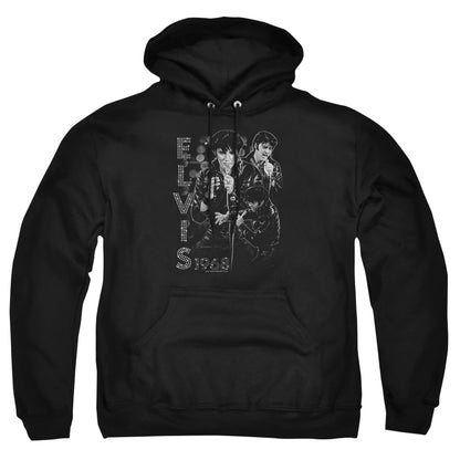 Elvis Presley Leathered Mens Hoodie Black Officially Licensed
