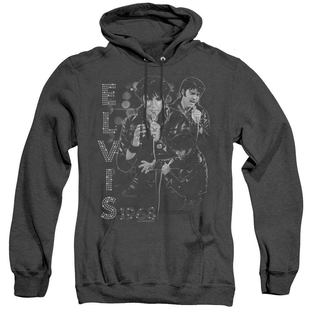 Elvis Presley Leathered Heather Mens Hoodie Black Officially Licensed