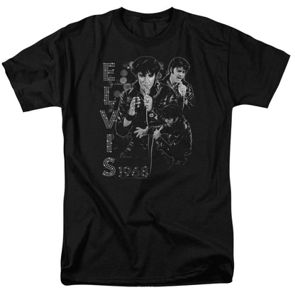 Elvis Presley Leathered Mens T Shirt Black