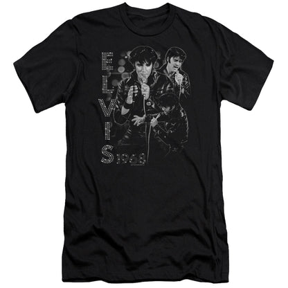 Elvis Presley Leathered Premium Bella Canvas Slim Fit Mens T Shirt Black