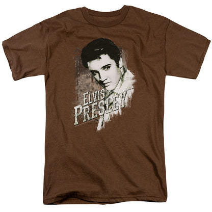 Elvis Presley Rugged Elvis Mens T Shirt Coffee