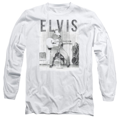 Elvis Presley With The Band Mens Long Sleeve Shirt White