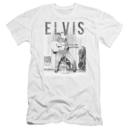 Elvis Presley With The Band Premium Bella Canvas Slim Fit Mens T Shirt White