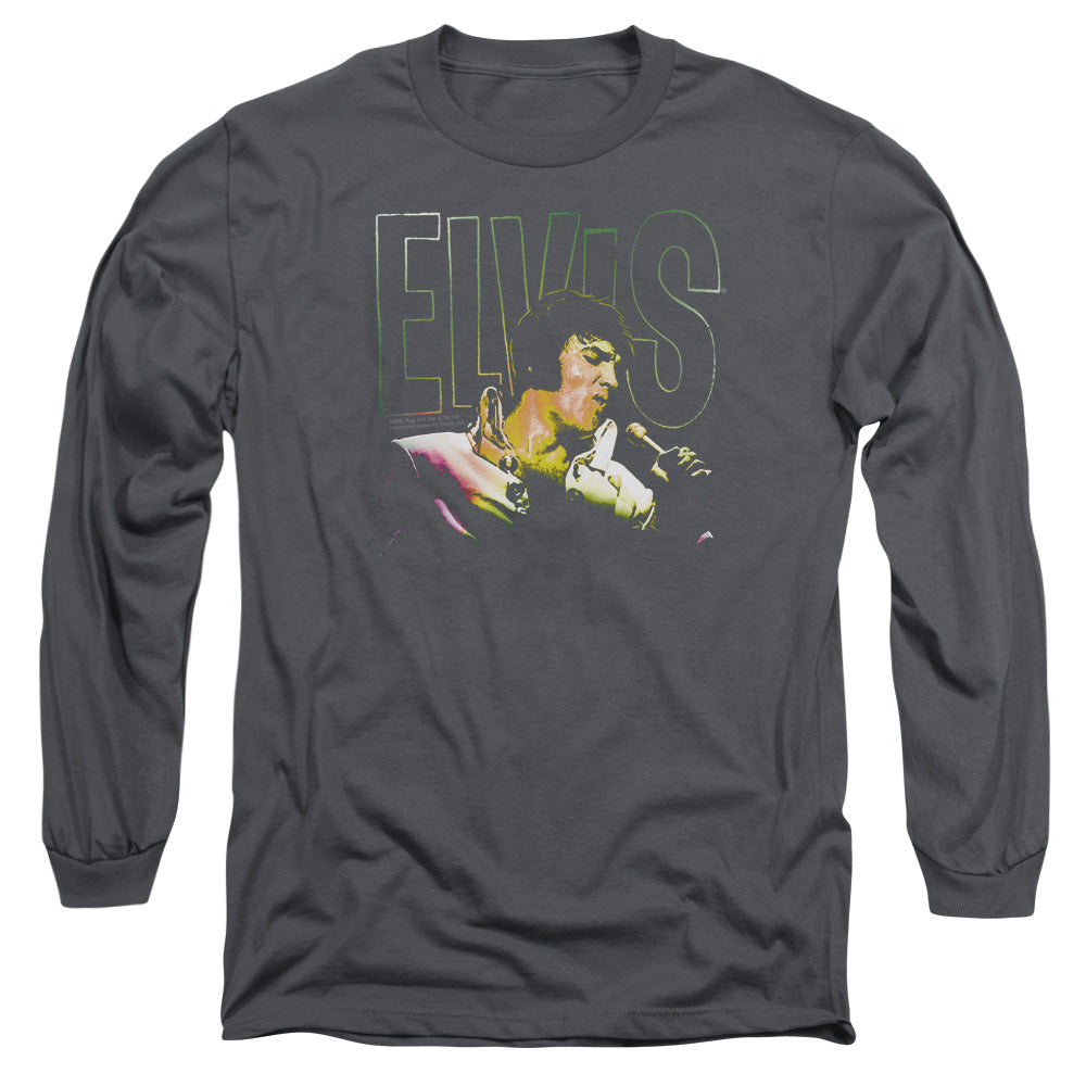 Elvis Presley Multicolored Mens Long Sleeve Shirt Charcoal Officially Licensed Officially Licensed