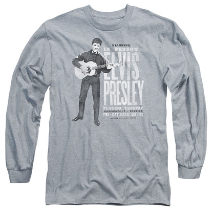 Elvis Presley In Person Mens Long Sleeve Shirt Athletic Heather Officially Licensed Officially Licensed