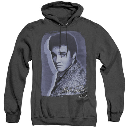 Elvis Presley Overlay Heather Mens Hoodie Black Officially Licensed
