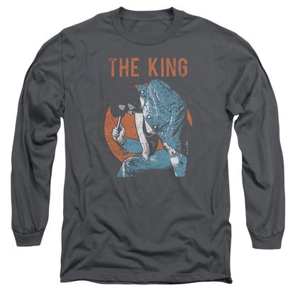 Elvis Presley Mic In Hand Mens Long Sleeve Shirt Charcoal Officially Licensed Officially Licensed