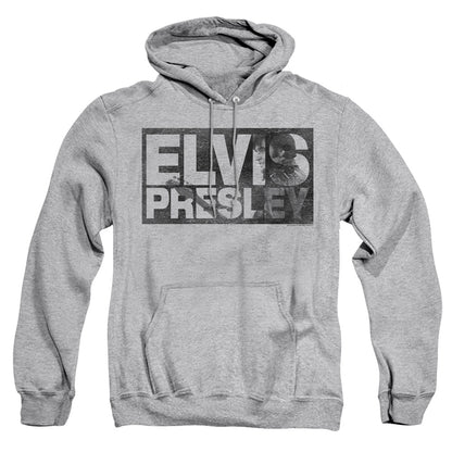 Elvis Presley Block Letters Mens Hoodie Athletic Heather Officially Licensed