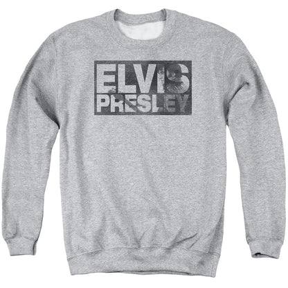 Elvis Presley Block Letters Mens Crewneck Sweatshirt Athletic Heather