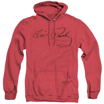 Elvis Presley Signature Sketch Heather Mens Hoodie Red Officially Licensed