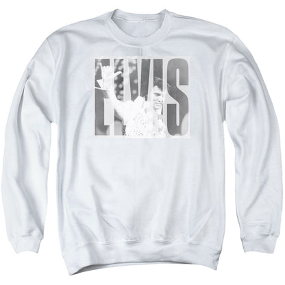 Elvis Presley Aloha Gray Mens Crewneck Sweatshirt White