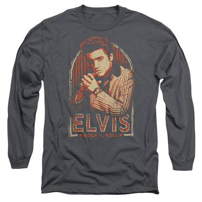 Elvis Presley Stripes Mens Long Sleeve Shirt Charcoal Officially Licensed Officially Licensed