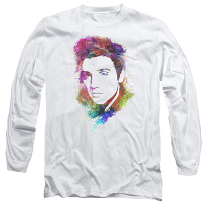 Elvis Presley Watercolor King Mens Long Sleeve Shirt White Officially Licensed Officially Licensed