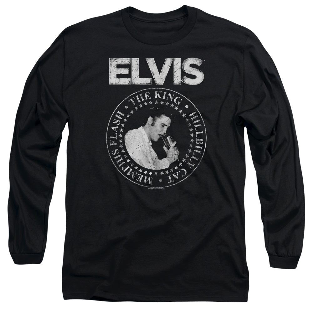 Elvis Presley Rock King Mens Long Sleeve Shirt Black Officially Licensed Officially Licensed