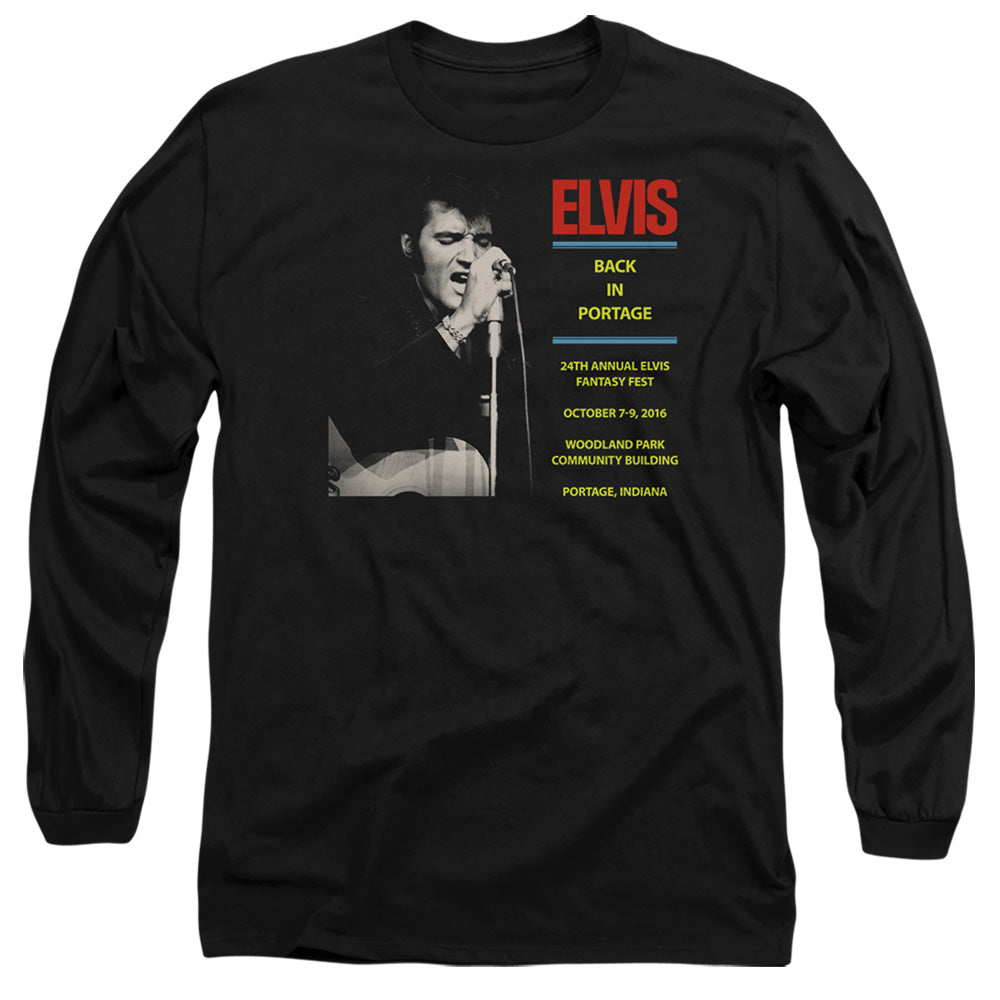 Elvis Presley Back In Portage Mens Long Sleeve Shirt Black Officially Licensed