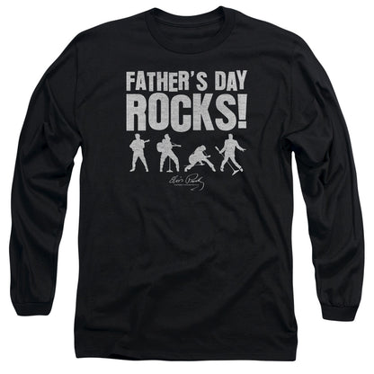 Elvis Presley Fathers Day Rocks Mens Long Sleeve Shirt Black Officially Licensed Officially Licensed