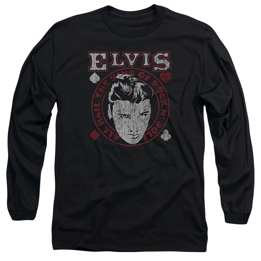 Elvis Presley Hail The King Mens Long Sleeve Shirt Black Officially Licensed Officially Licensed