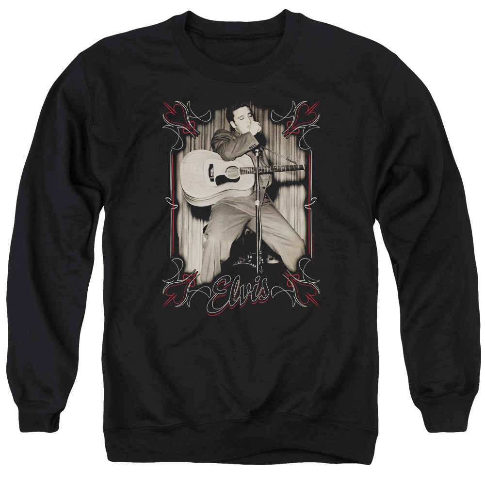 Elvis Presley Elvis Pinstripes Mens Crewneck Sweatshirt Black