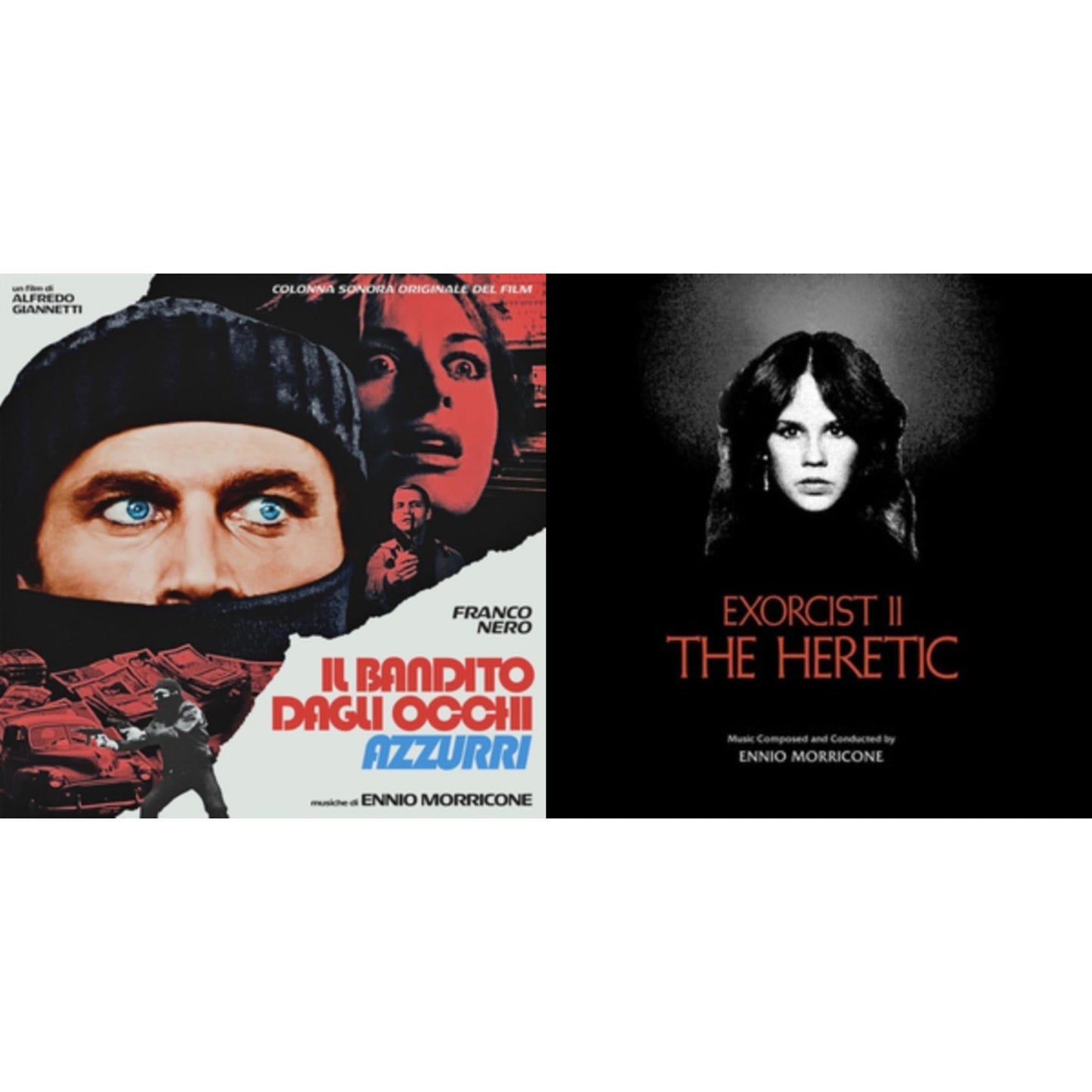 Ennio Morricone - Blue-Eyed Bandit (Il Bandito Dagli Occhi Azzurri) Ost (Blue LP Vinyl) (Rsd) & Exorcist Ii: The Heretic (Blood Red With Black Splatter LP Vinyl) (Ams Exclusive)