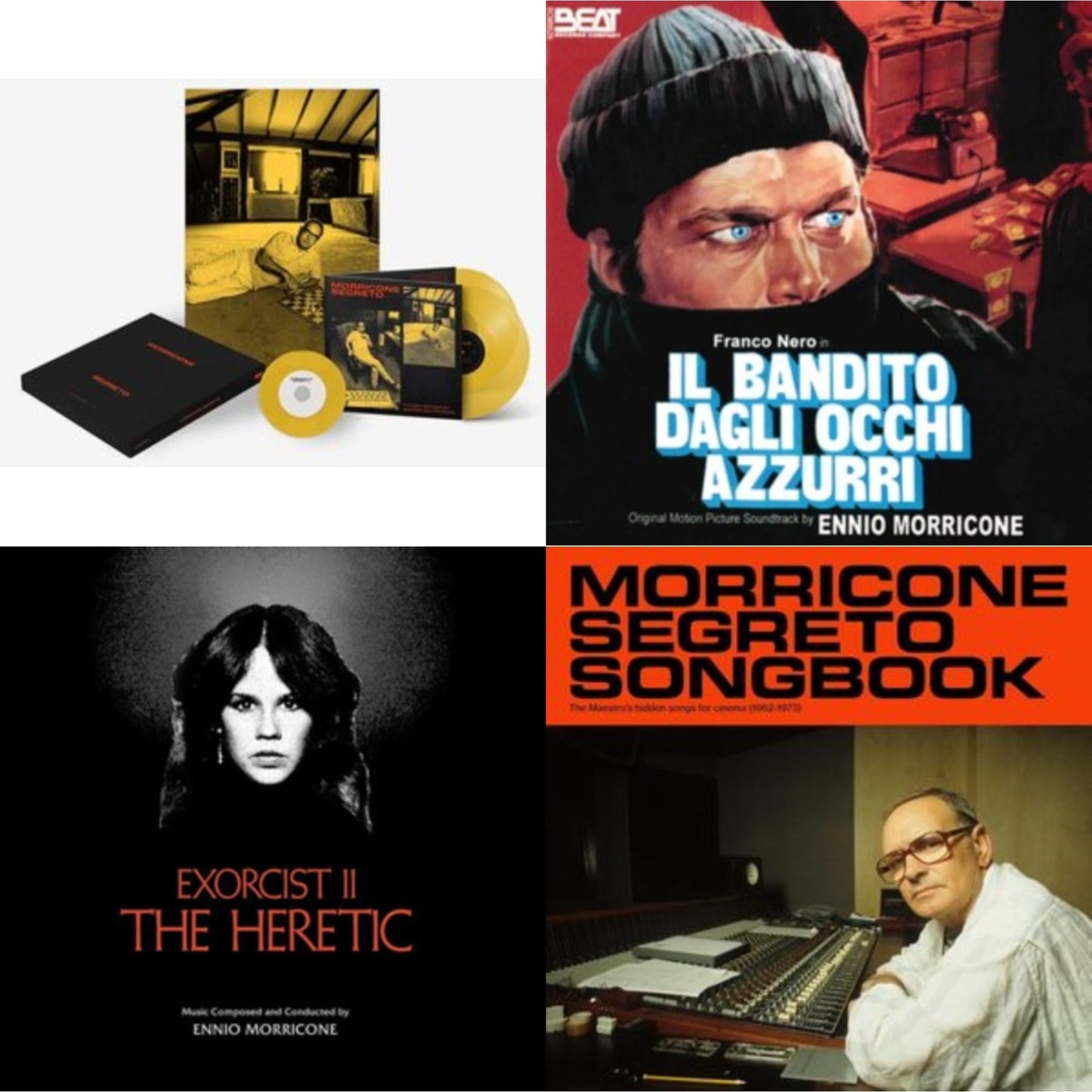 Ennio Morricone - Morricone Segreto (Yellow Vinyl/2LP/7Inch Single Collector's Edition) & Blue-Eyed Bandit (Il Bandito Dagli Occhi Azzurri) Ost & Morricone Segreto Songbook (1962-1973) (2LP) & Exorcist Ii: The Heretic (Blood Red With Black Splatter
