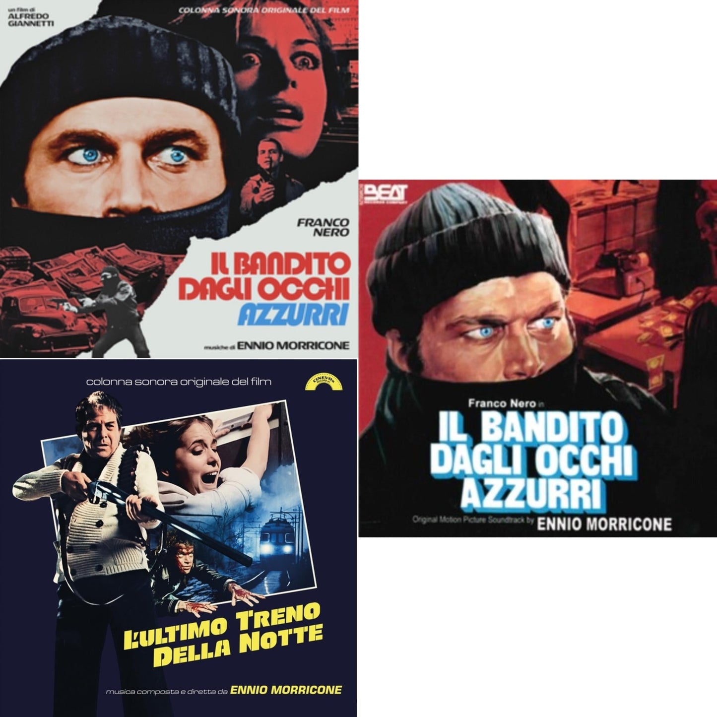 Ennio Morricone - Blue-Eyed Bandit (Il Bandito Dagli Occhi Azzurri) Ost (Blue LP Vinyl) (Rsd) & L’Ultimo Treno Della Notte (Yellow LP Vinyl) & Blue-Eyed Bandit (Il Bandito Dagli Occhi Azzurri) Ost